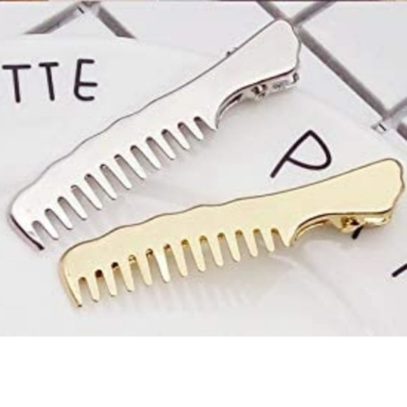 2 Brandy Melville Gold Metal Comb Brush Hair Clip - Picture 2 of 3
